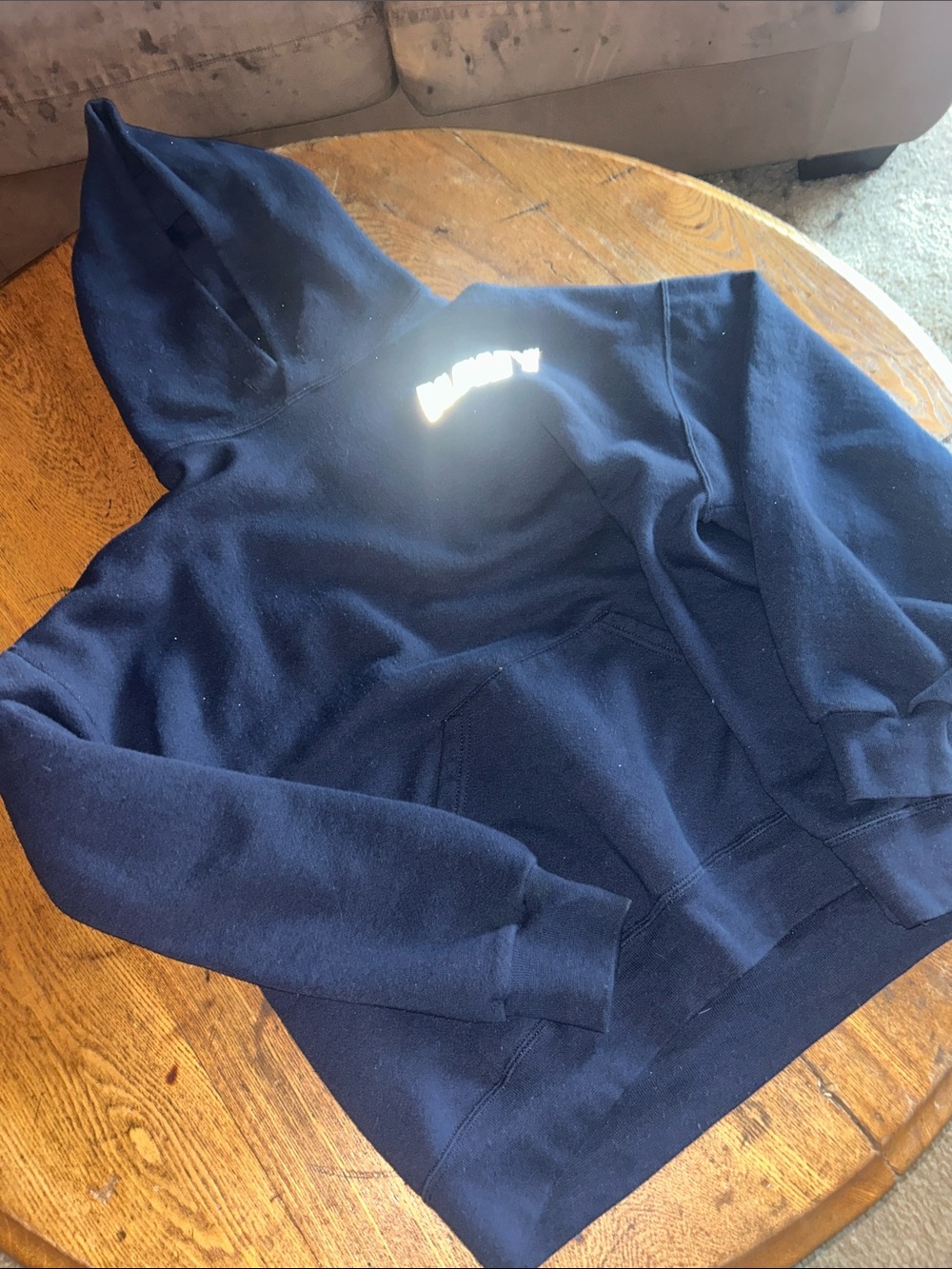 Navy Hoodie with Reflective Chest and back Logo